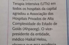 Ahpaceg na Mídia - Projeto UTIs em todos os hospitais